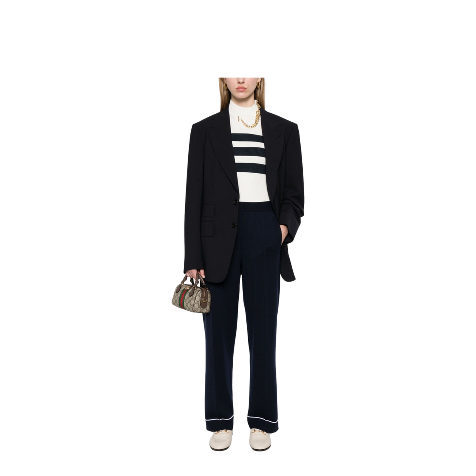 Wool Trousers with Stitching on the Legs