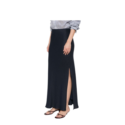 Line Blend Long Skirt Blue
