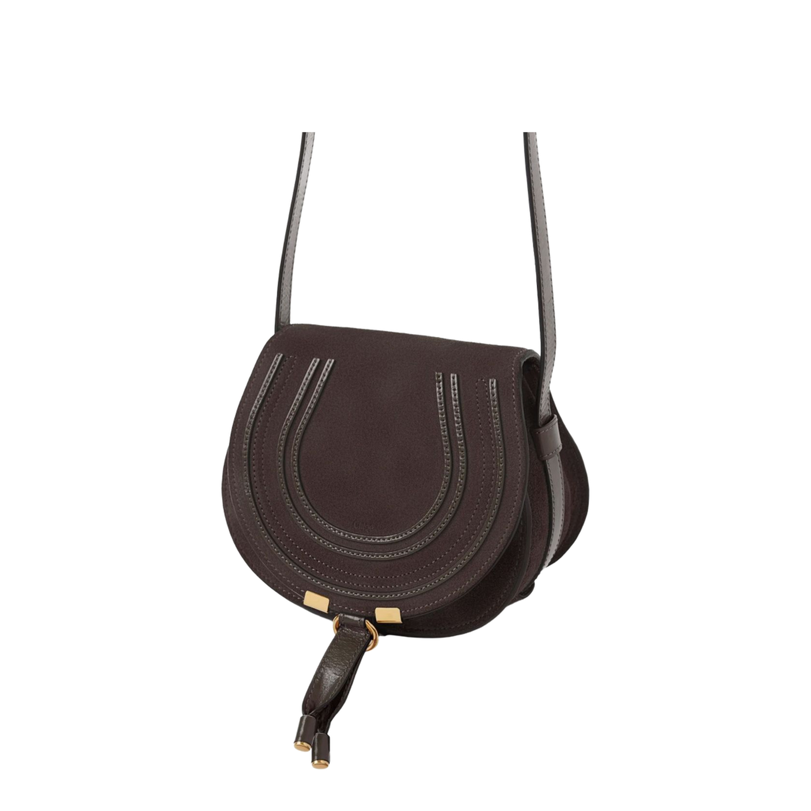 Small Marcie Saddle Bag in Suede Leather