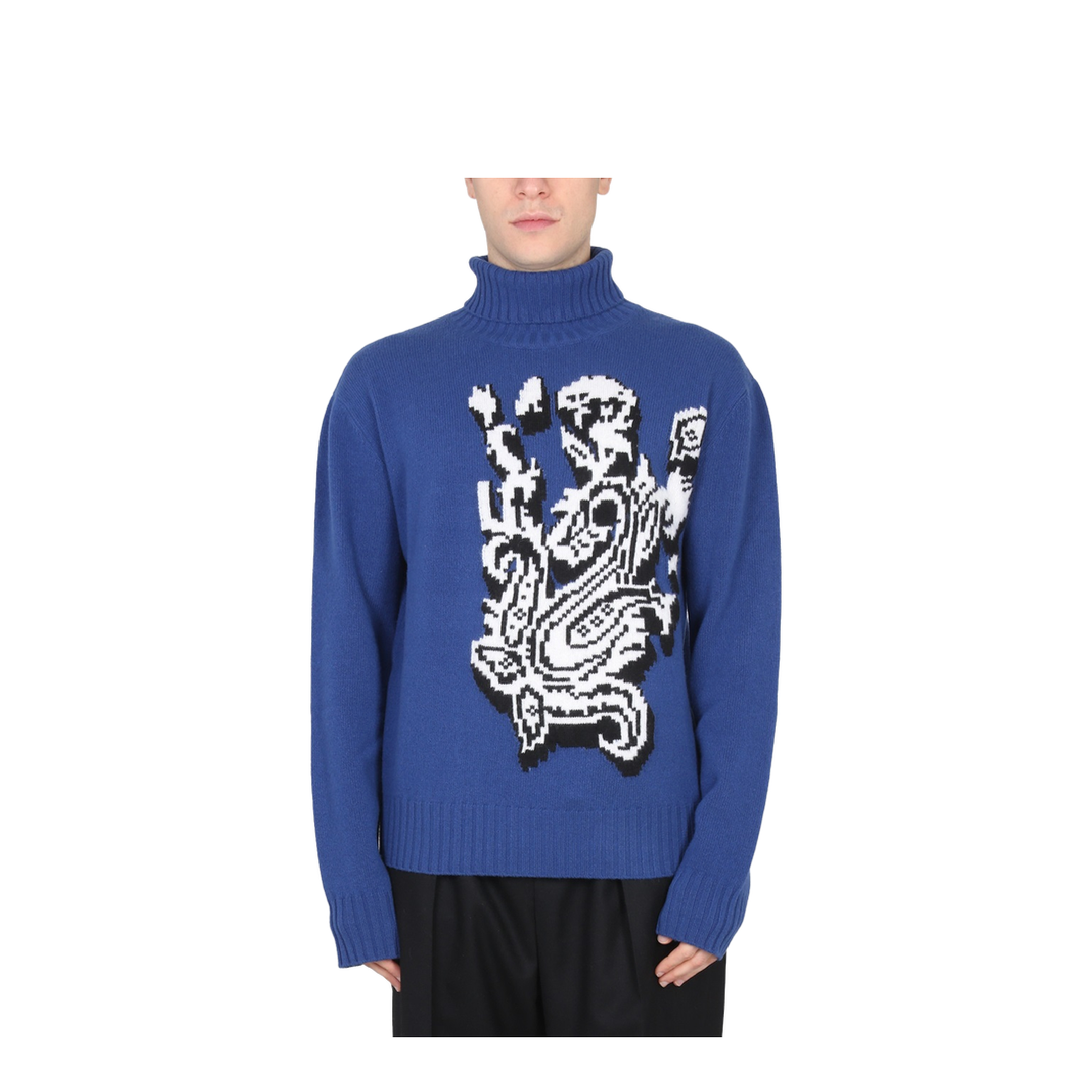Inlaid Jacquard Turtleneck Sweater