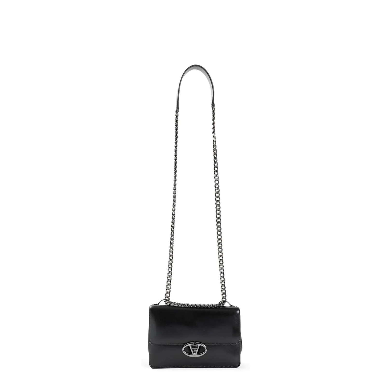 Black Leather Chain Small Shoulder Bag