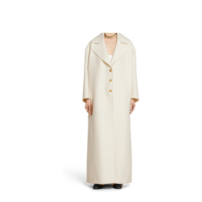 Silk Wool Crêpe Single-Breasted Coat in Off White