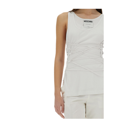 White Logo-Print Top