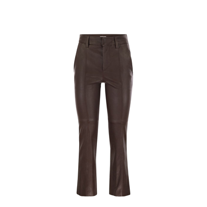 Stretch Nappa Leather Square Cigarette Trousers with Jewellery