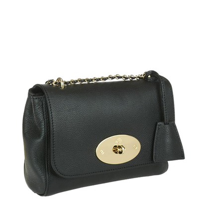 Lily Black Shoulder Bag with Twist Lock Closure