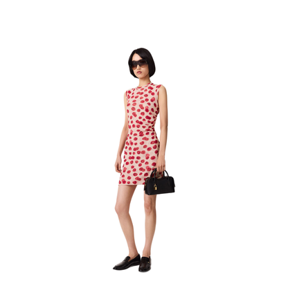 MAYFEYR - Stella Mccartney - Raspberry Print Mesh Crew Neck Dress - 6J04683SQA655001