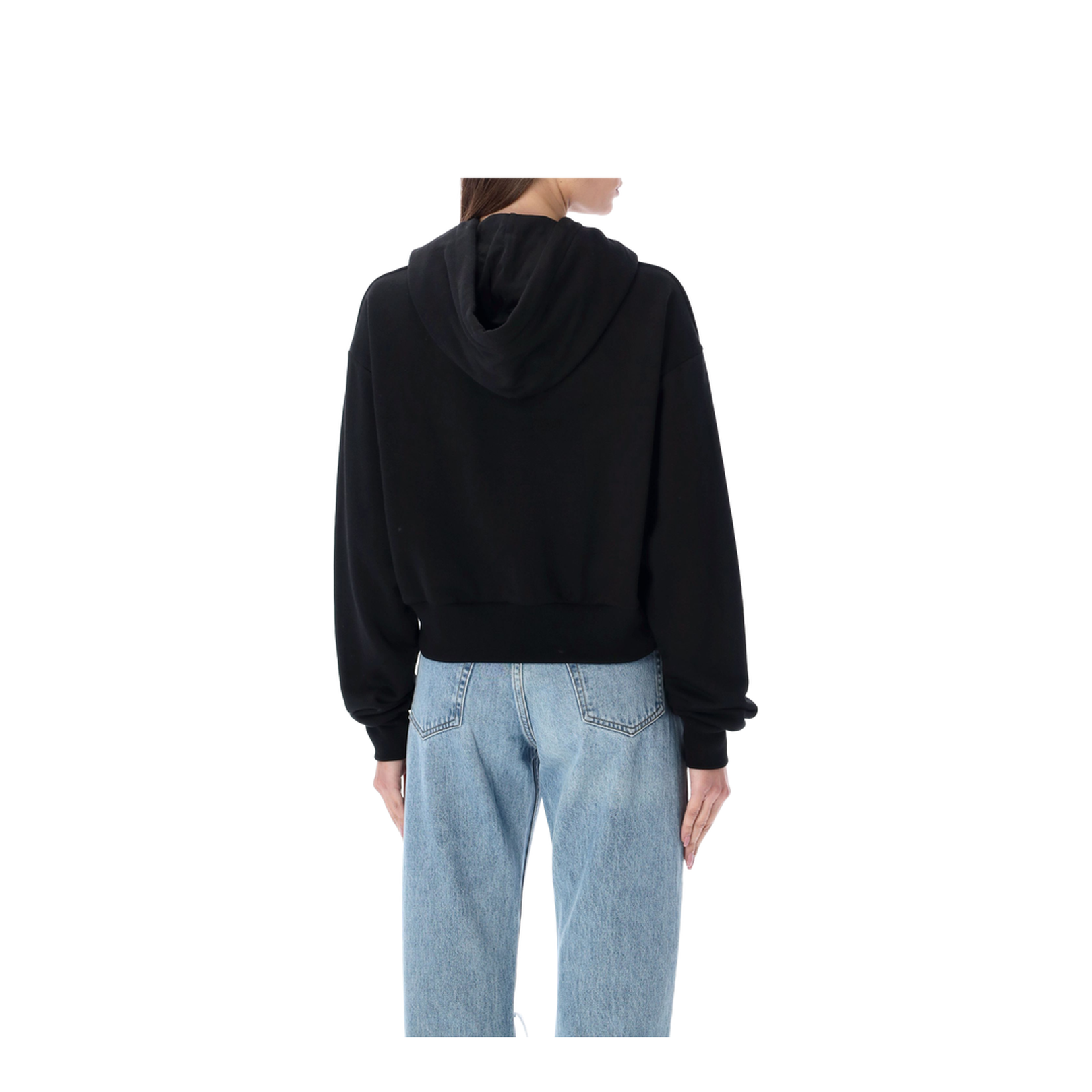 Crop Fit Cotton Sweatshirt In Black