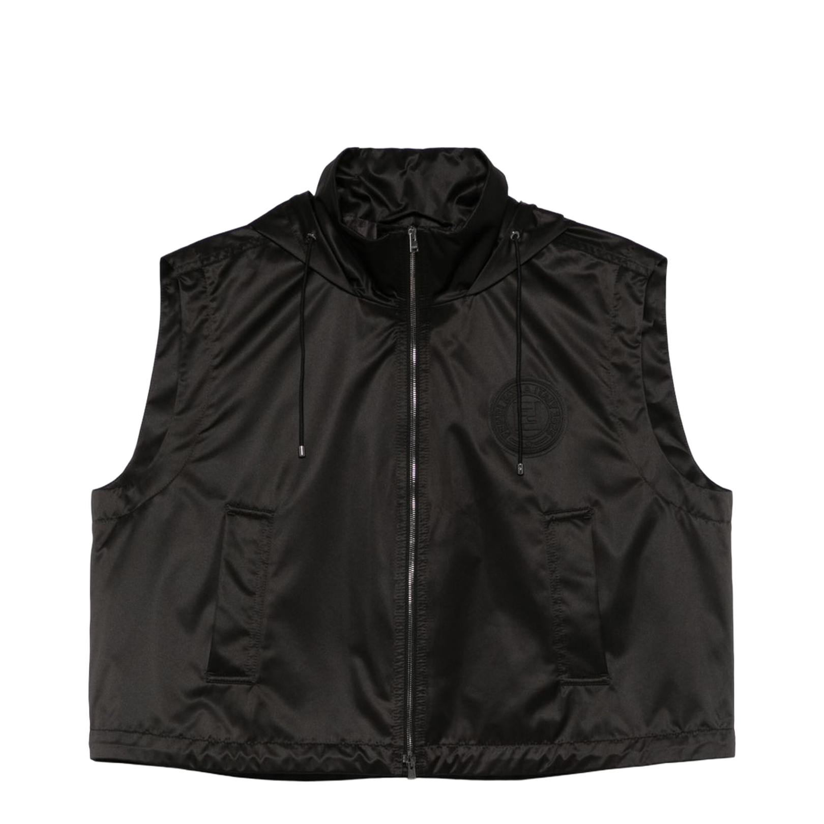 Cropped Gilet with High Collar