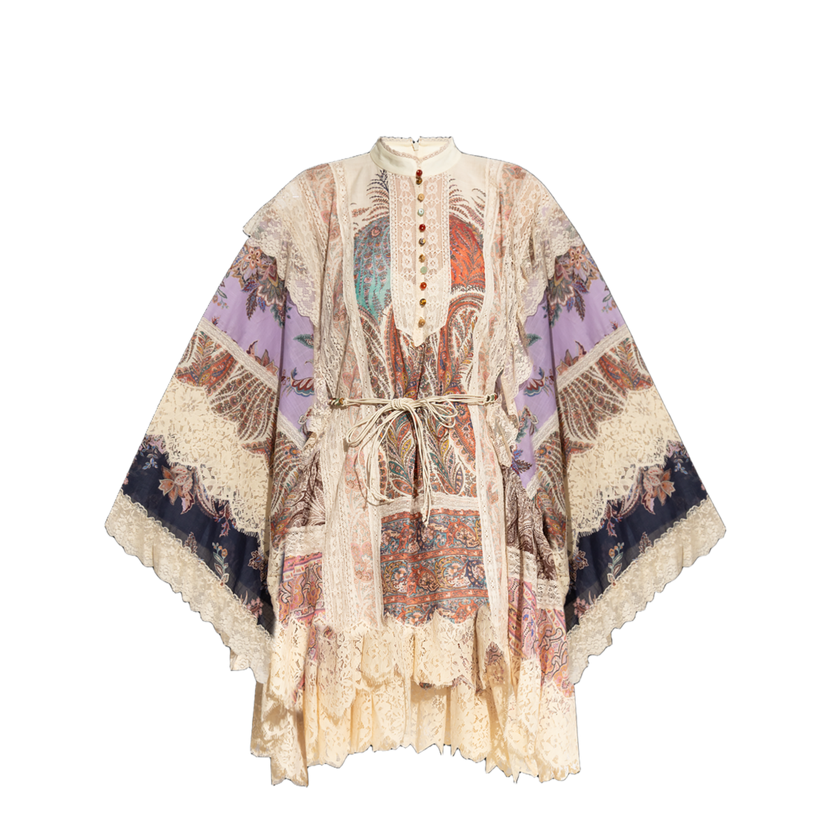 Dress with lace inserts