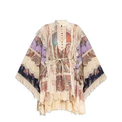 Dress with lace inserts