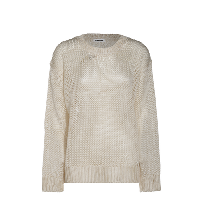 Cream Crochet Sweater White