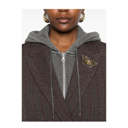 Cocoa Brown Pinstripe Double-Breasted Jacket