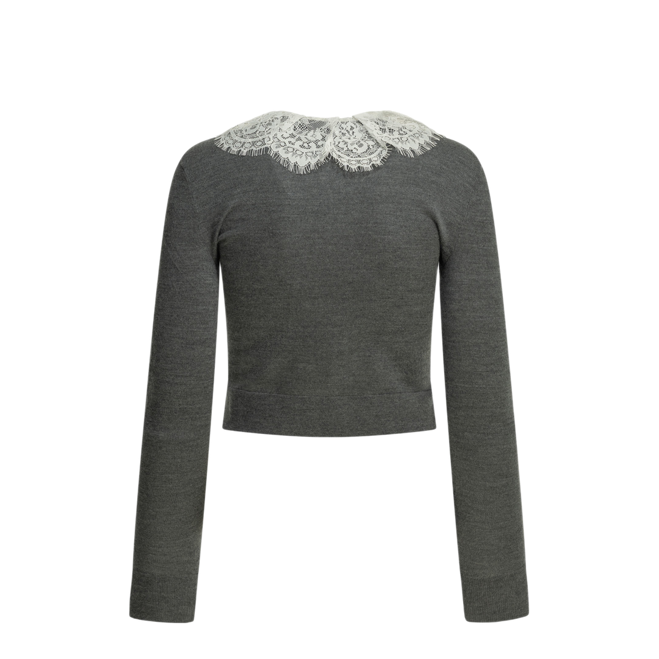 MAYFEYR - Self Portrait - Sweater With Lace Collar - PF26134CGRGREY