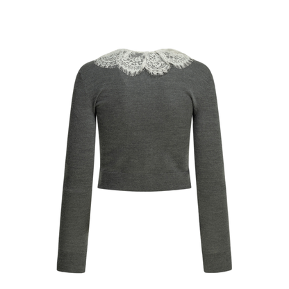 MAYFEYR - Self Portrait - Sweater With Lace Collar - PF26134CGRGREY