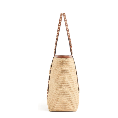 MAYFEYR - Valentino - Raffia Shopping Medium Rockstud Bag - 8W2B0R04UEN43S