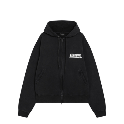 Oversized Masking Tape Zip-Up Sweatshirt