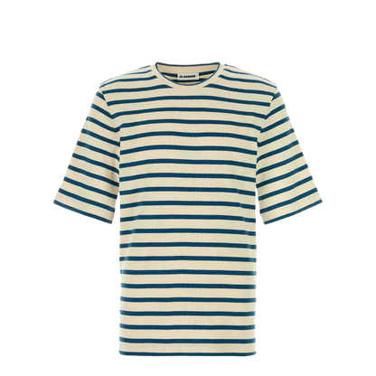 Striped Cotton T-Shirt - White/Blue