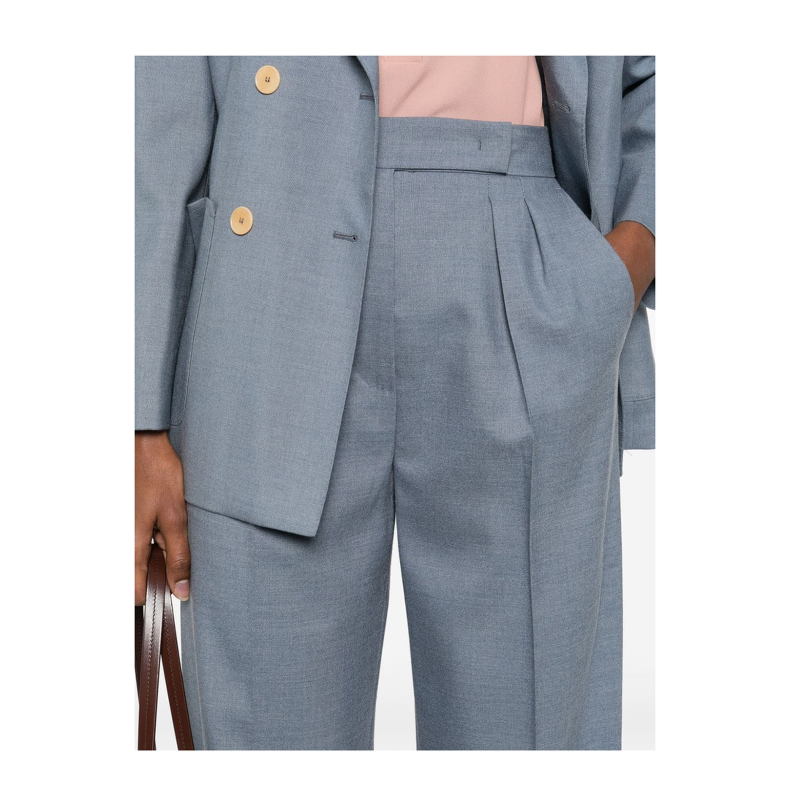 Cobalt Blue Hook and Zip Fly Fastening Trousers
