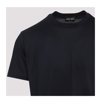 MAYFEYR - GIORGIO ARMANI - Blue Silk T Shirt - 3KSM77SJZHZUB100