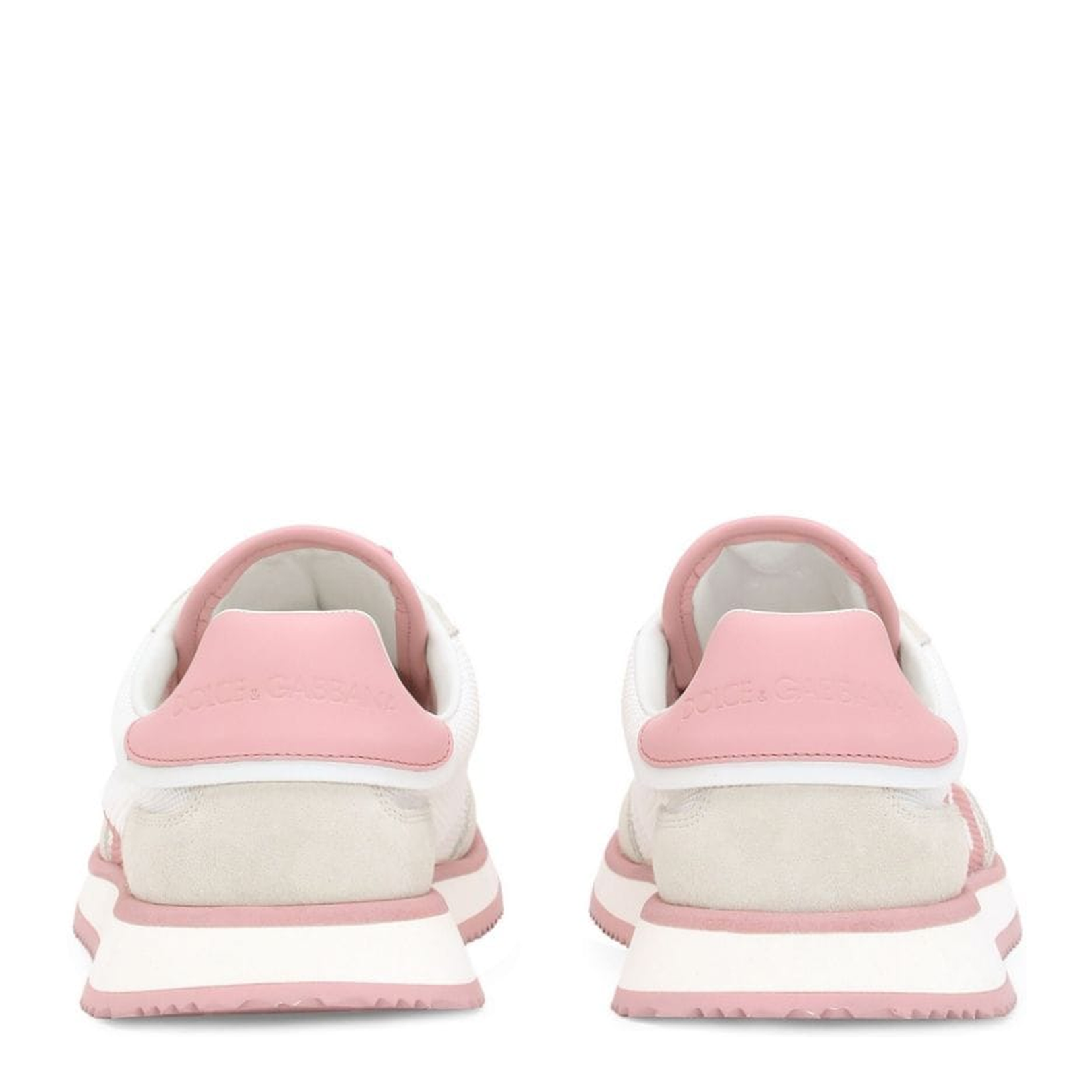 White and Pink DG Logo Sneakers