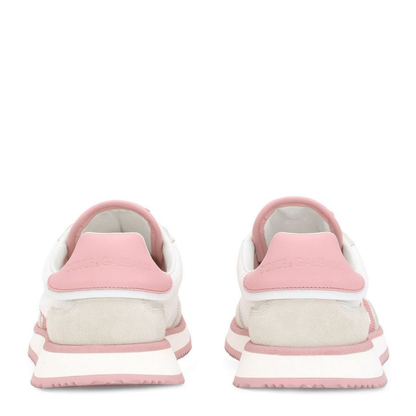 White and Pink DG Logo Sneakers
