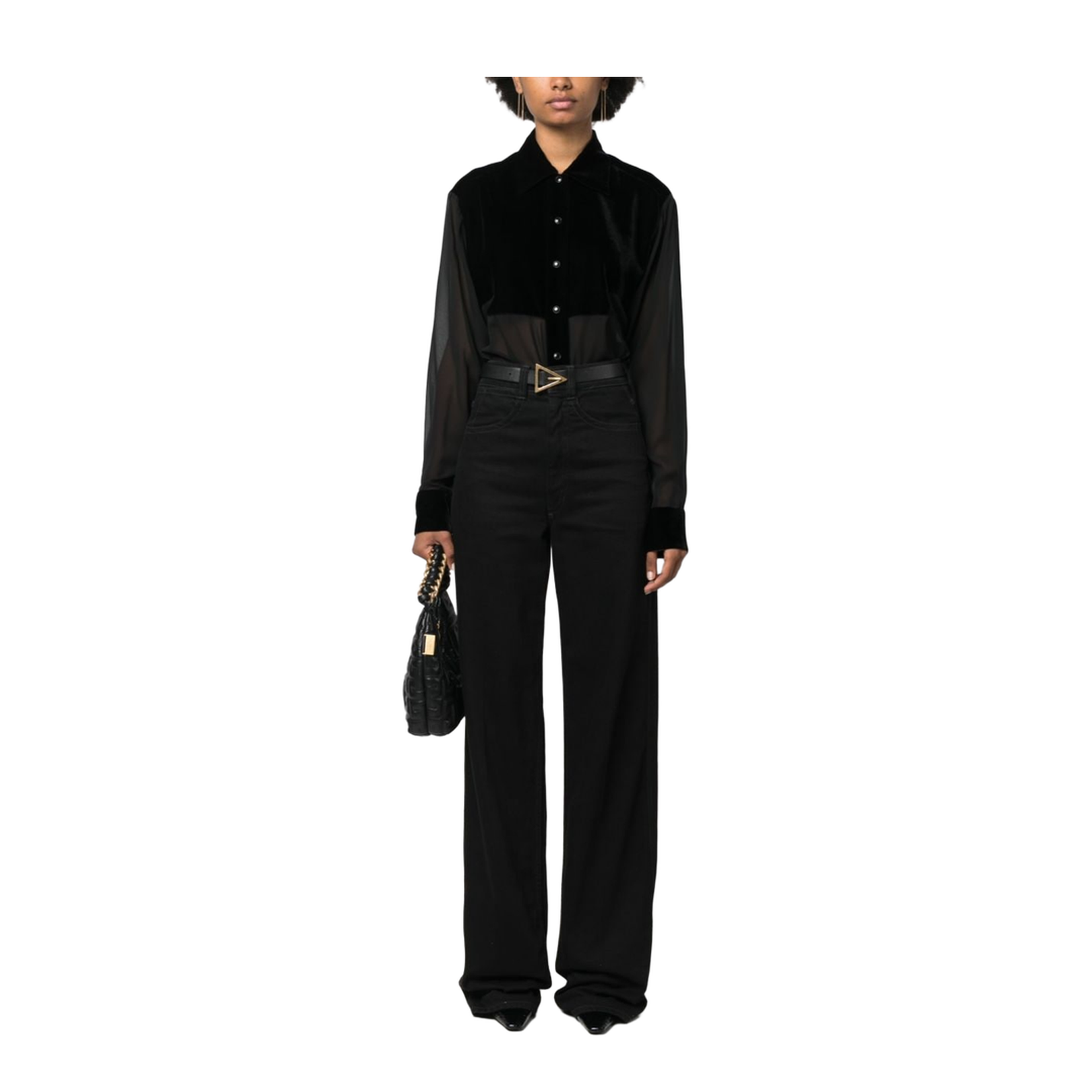 Panelled Buttoned Silk Shirt