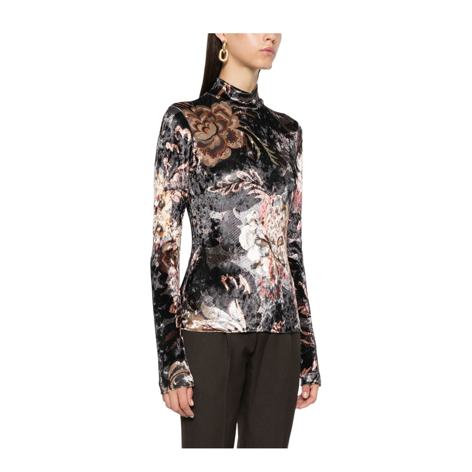 Printed High-Neck Sweater
