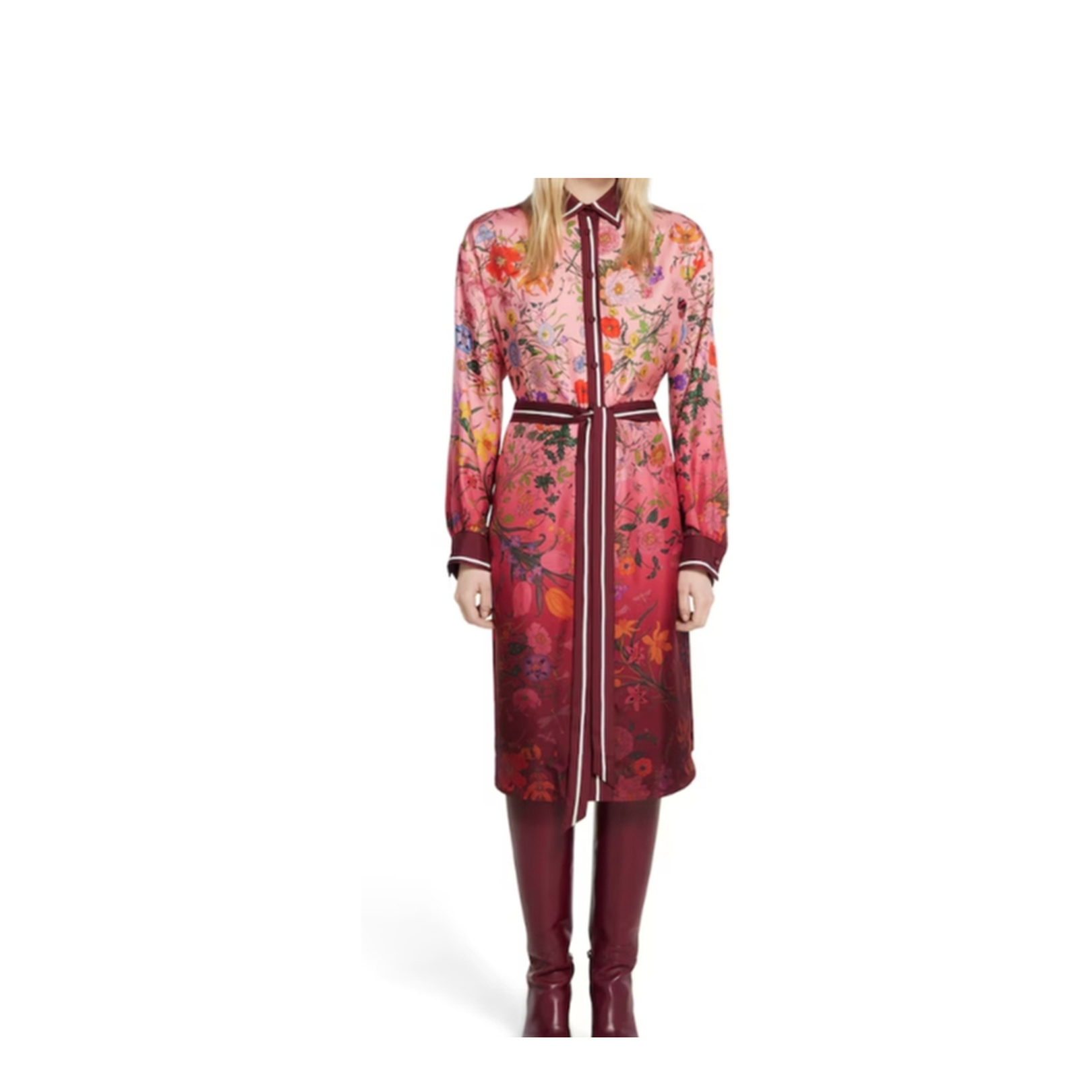 Printed Silk Twill Shirt Dress
