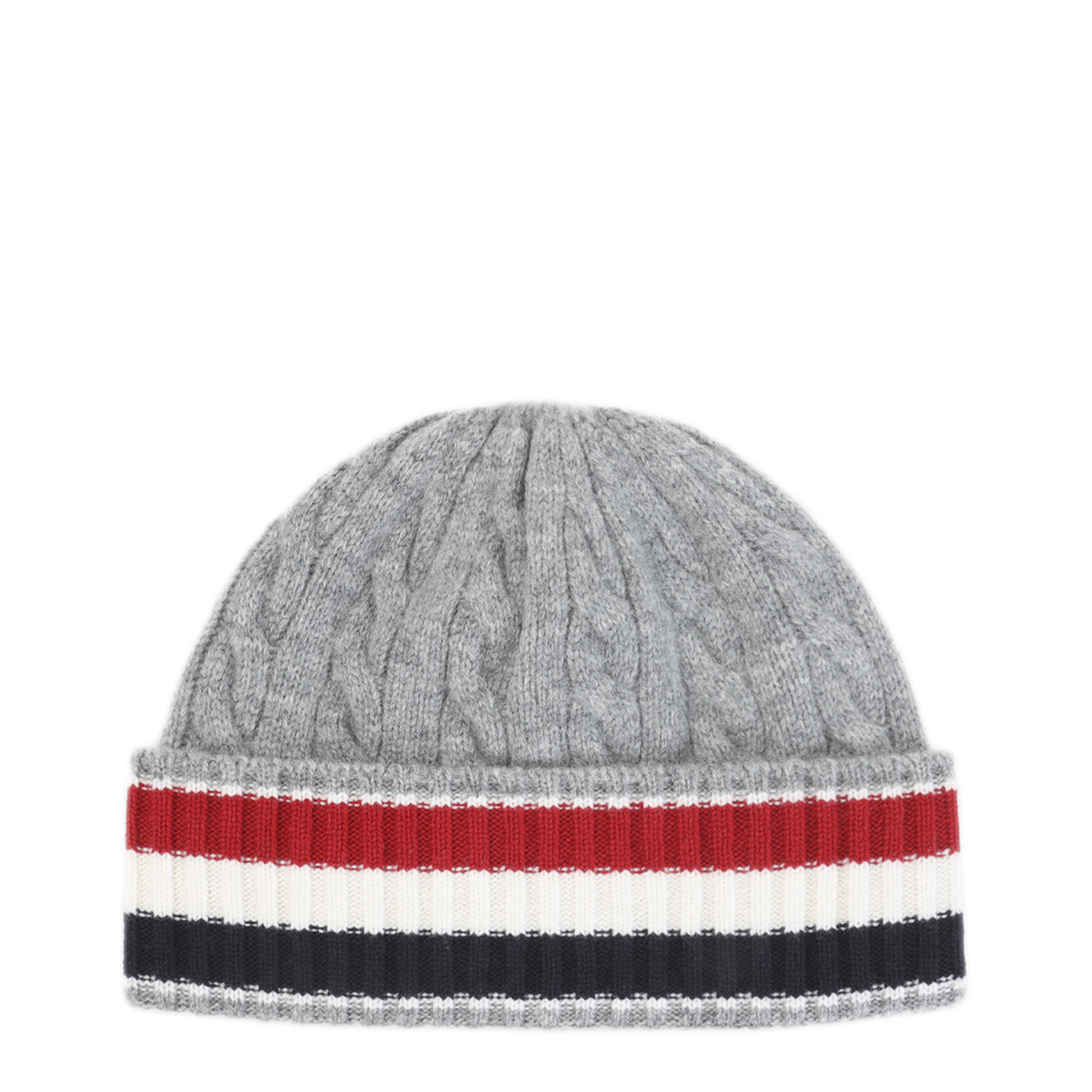 MAYFEYR - Thom Browne - Light Grey Cable Knit Beanie - MKH107AY1005055