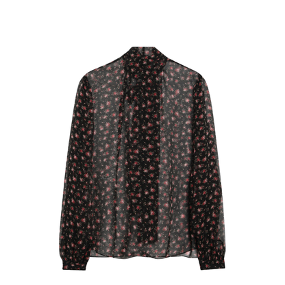 MAYFEYR - Dolce & Gabbana - Black Chiffon Blouse With Small Rose Print - F7BJ2TIS10IHN5XJ
