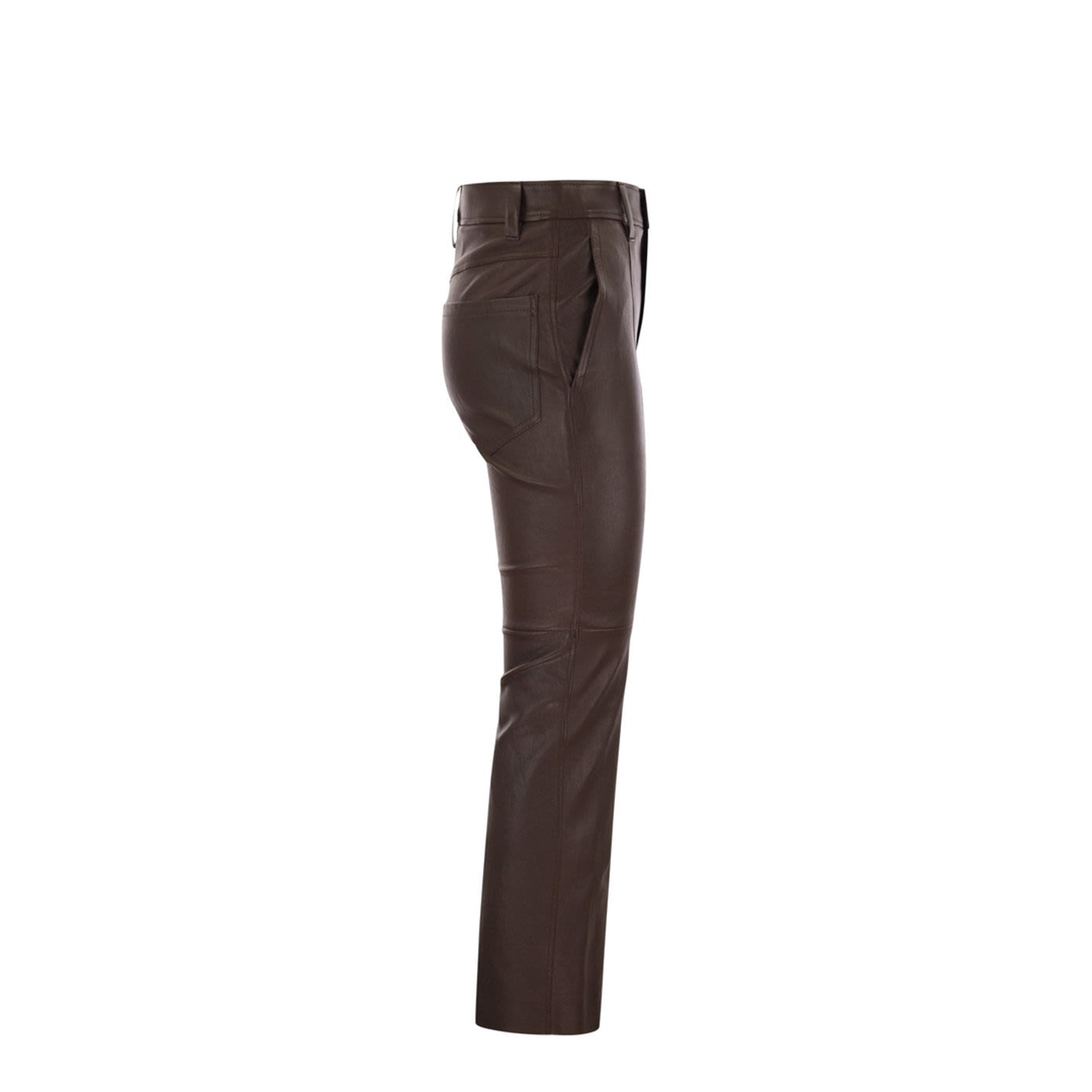 Stretch Nappa Leather Square Cigarette Trousers with Jewellery