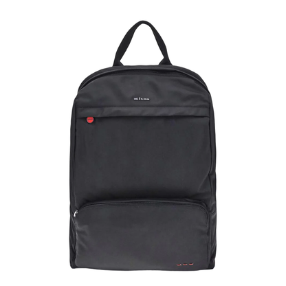 Nylon Backpack with Fabric Top Handle and Two Front Zippered Pockets