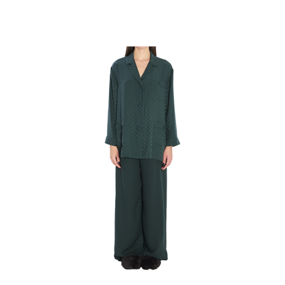 Silk Jacquard Shirt in Dark Green