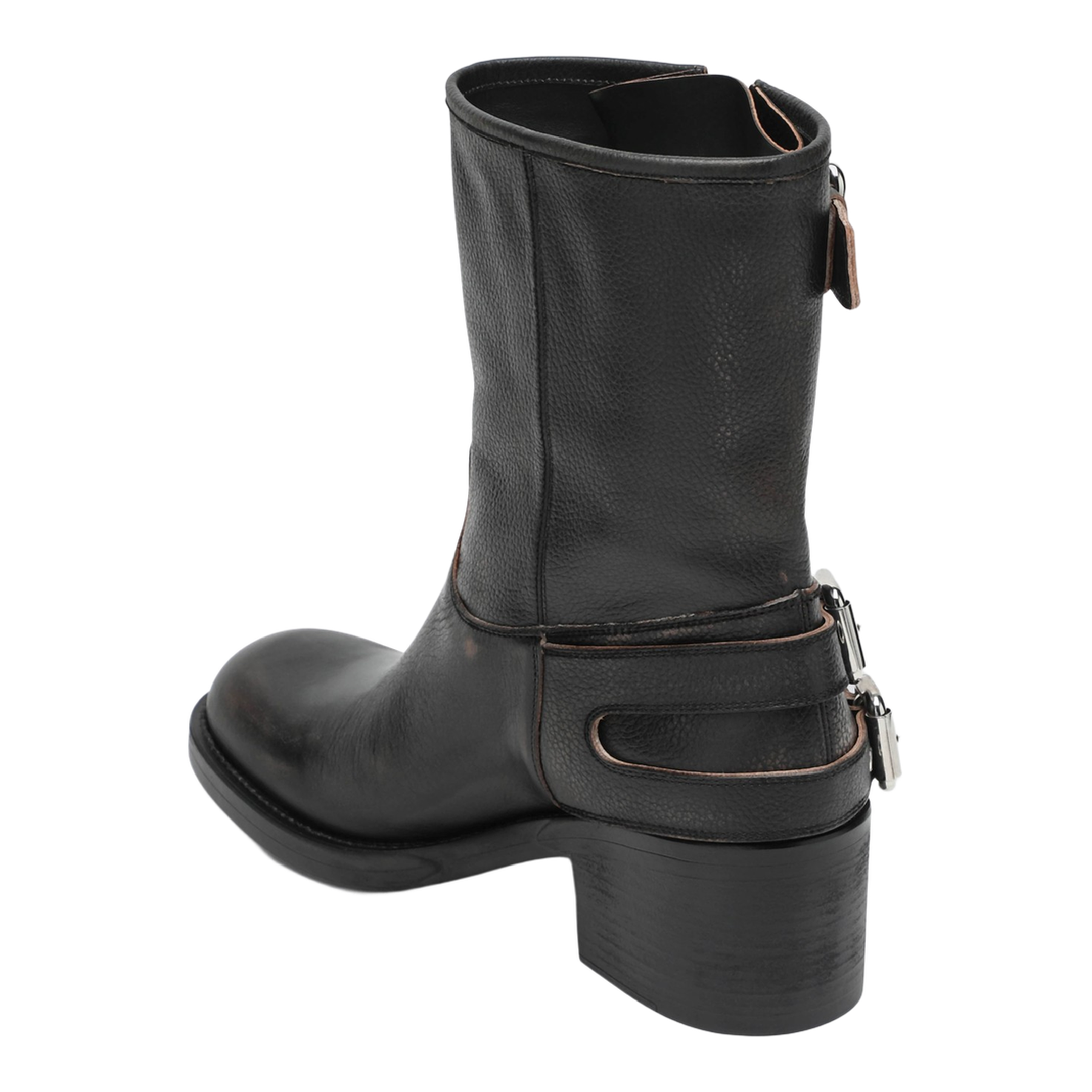 MAYFEYR - Chloè - Black Dakota Biker-Style Boot With Vintage Effect - CHC25A12FSY001
