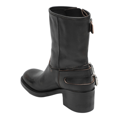 MAYFEYR - Chloè - Black Dakota Biker-Style Boot With Vintage Effect - CHC25A12FSY001