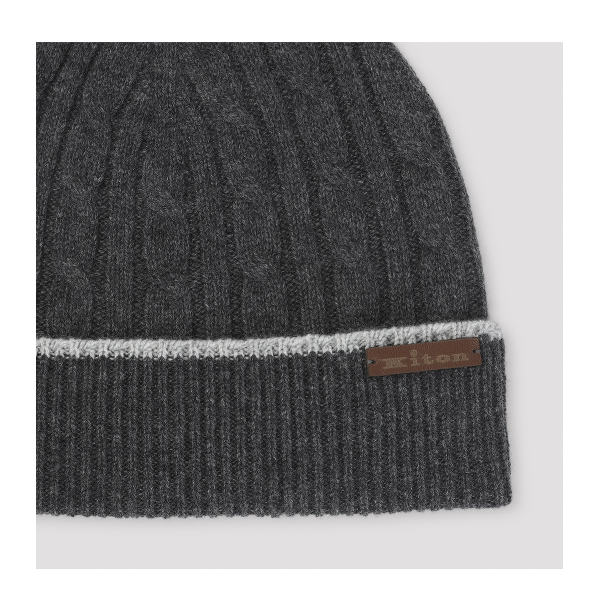 MAYFEYR - Kiton - Dark Grey Cable Knit Beanie - UCPL003K0236L03002GRIGIO