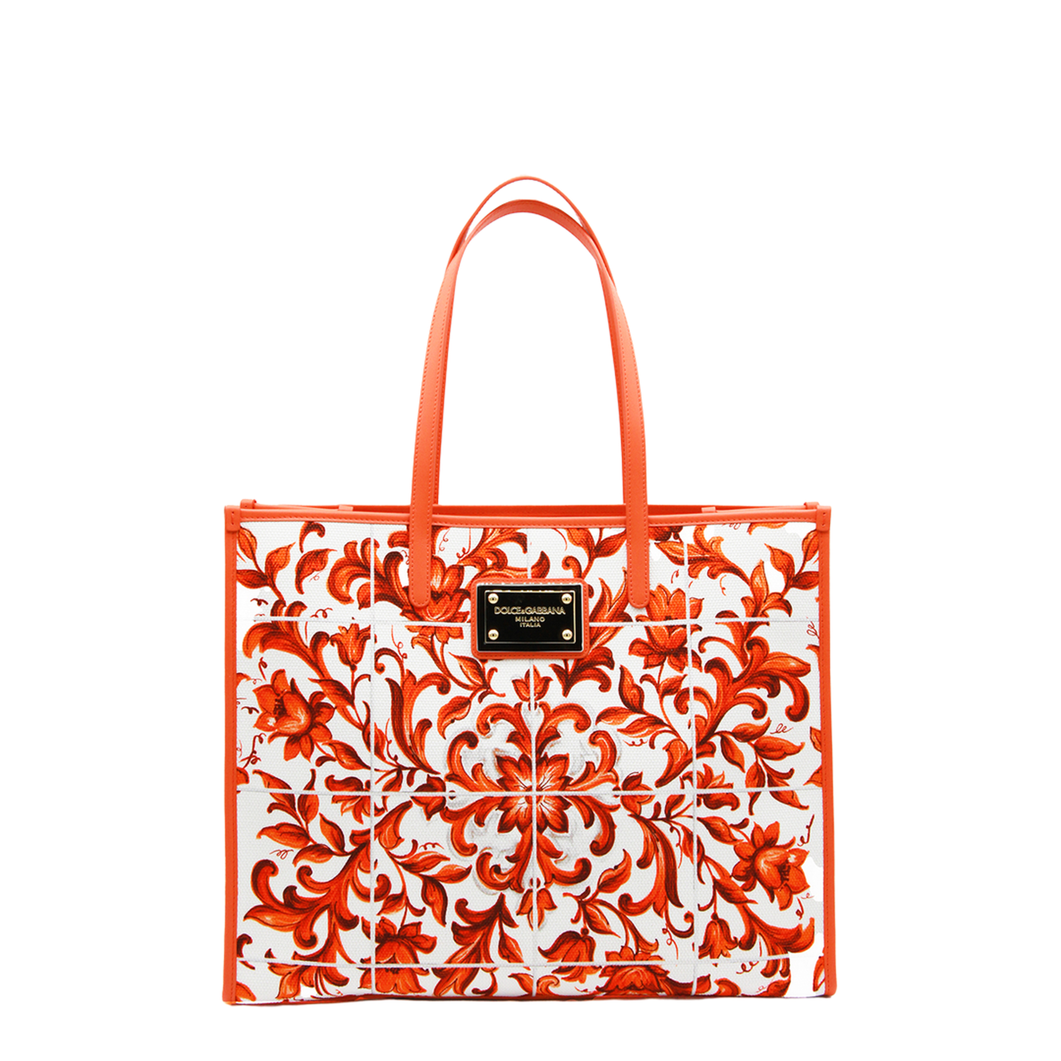 Maiolica Large Canvas Tote - White/Blue