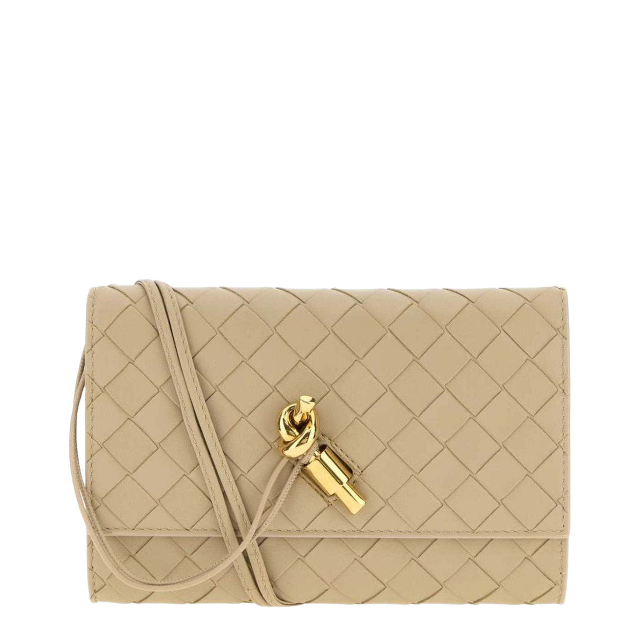 Andiamo Leather Pouch On Strap - Ecru