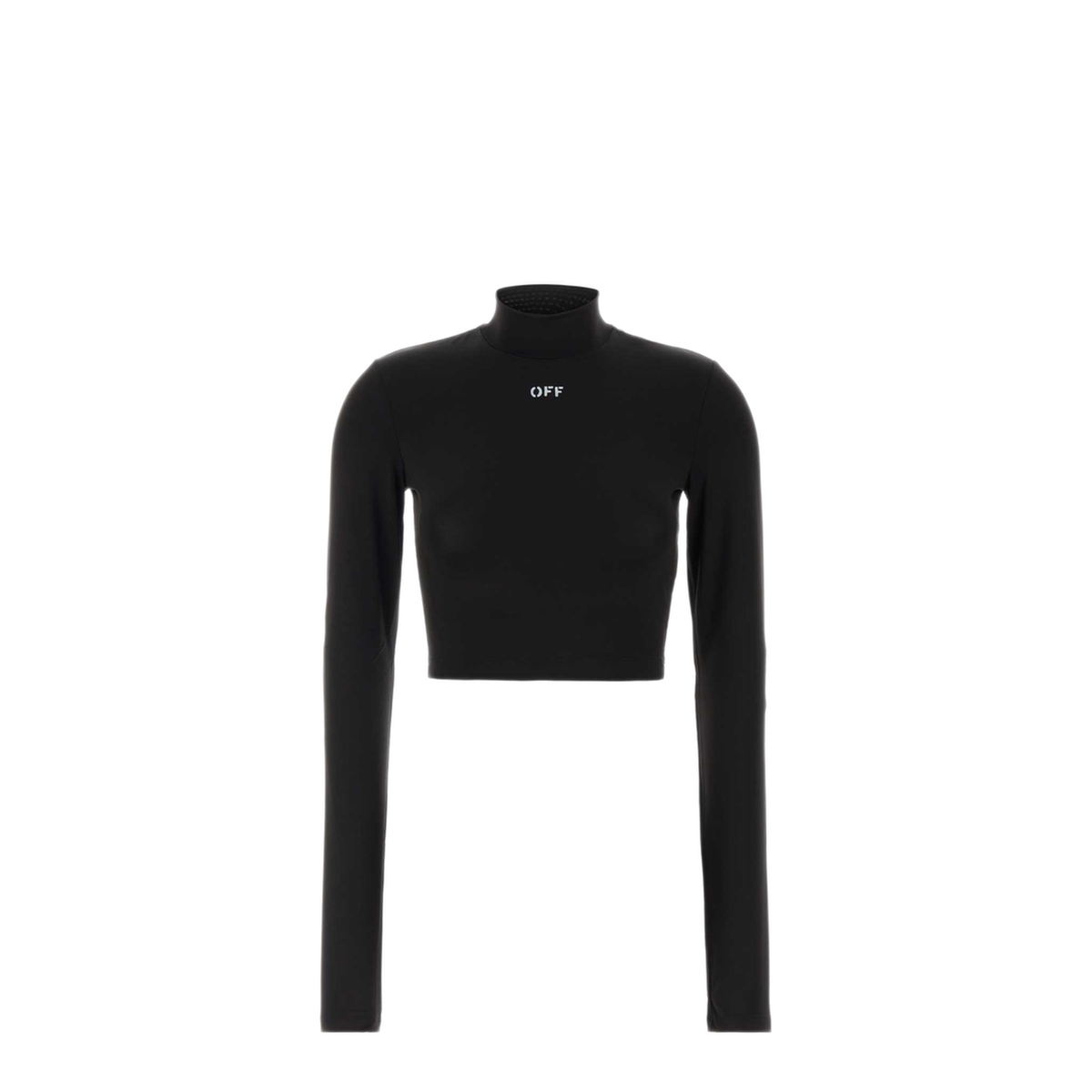 MAYFEYR - Off-White - Black Stretch Jersey Crop Top - 2FB00628TW003