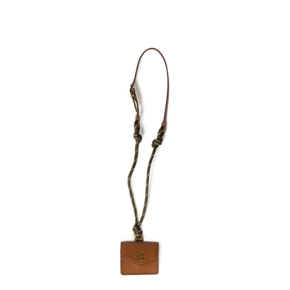 Trick Calfskin Bag Charm - Cognac/Forest Green
