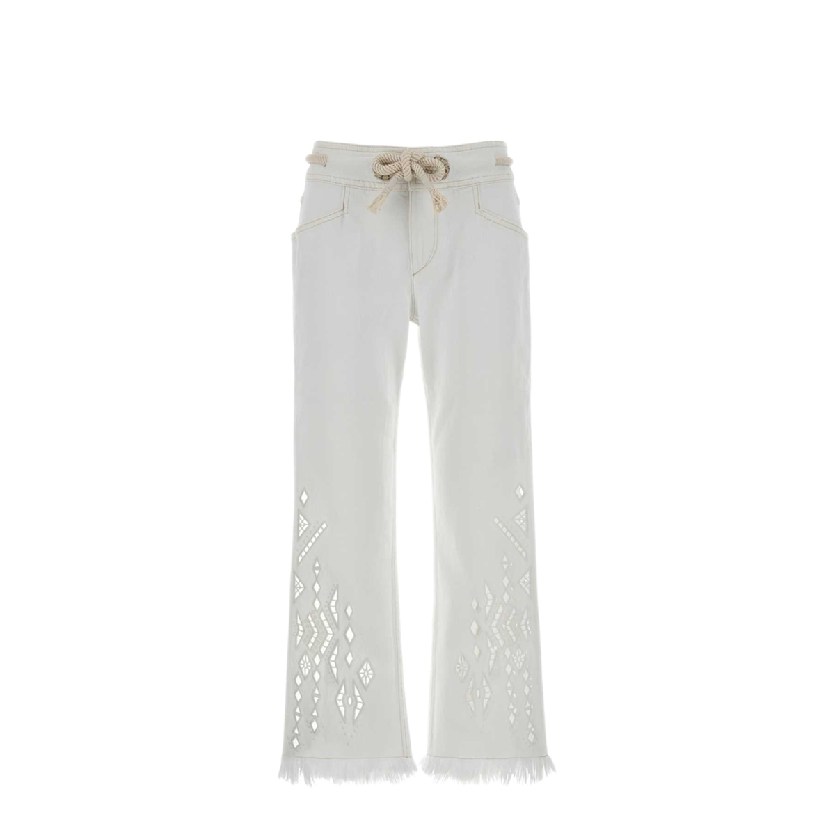 Alison Kick Flare Cropped Jeans In White Cotton