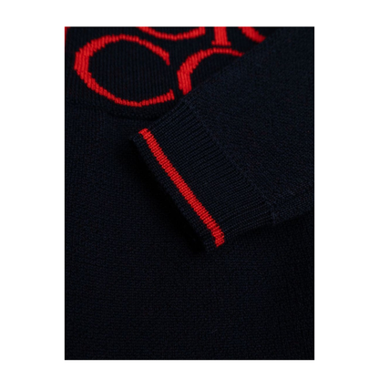 b l/s dress wo  jacquard/ ultramarine/red