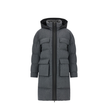 Shiny Zipper Pull Long Down Jacket