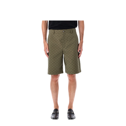 GG Canvas Shorts in Forest Green