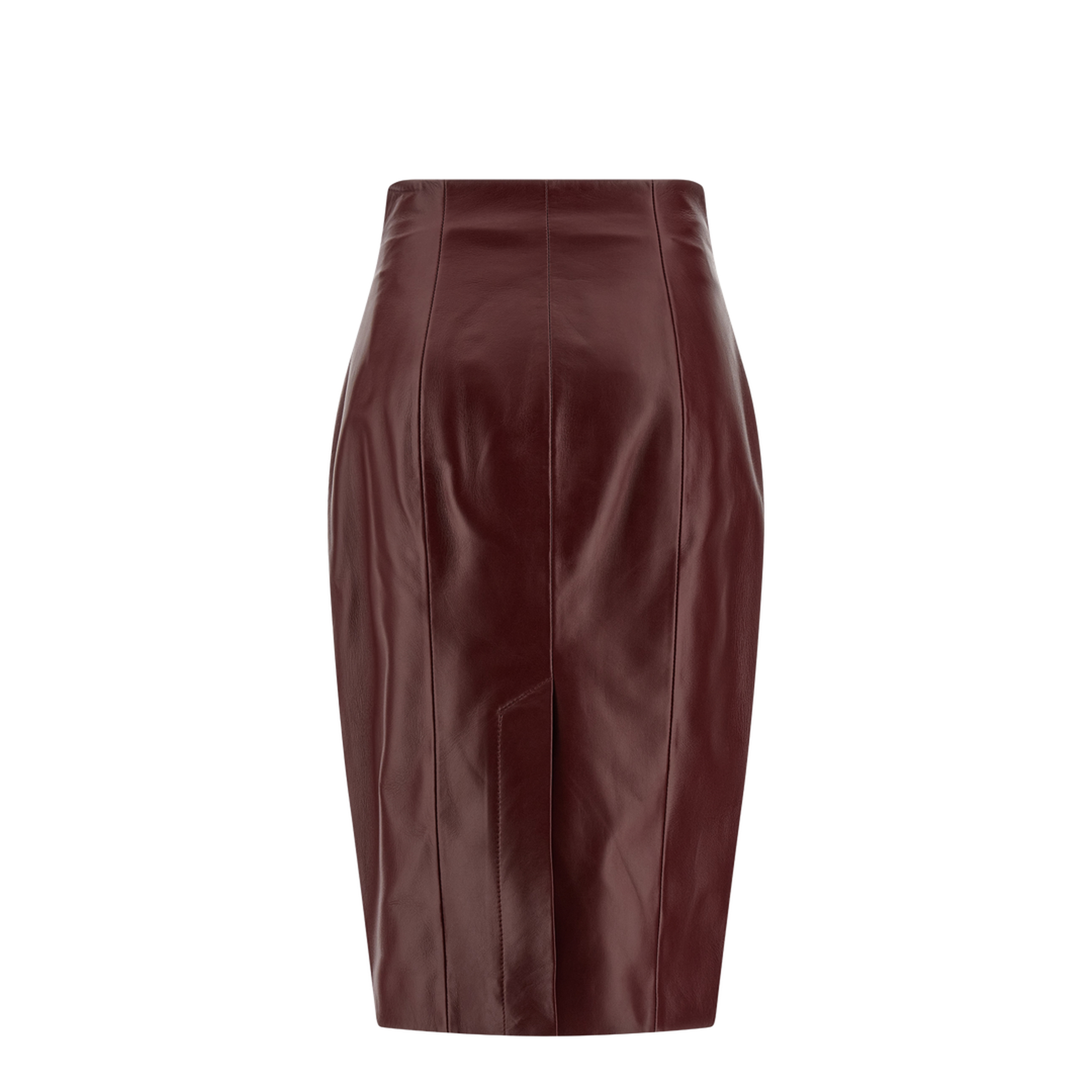 Lambskin Leather Pencil Skirt Maroon