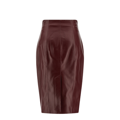 Lambskin Leather Pencil Skirt Maroon