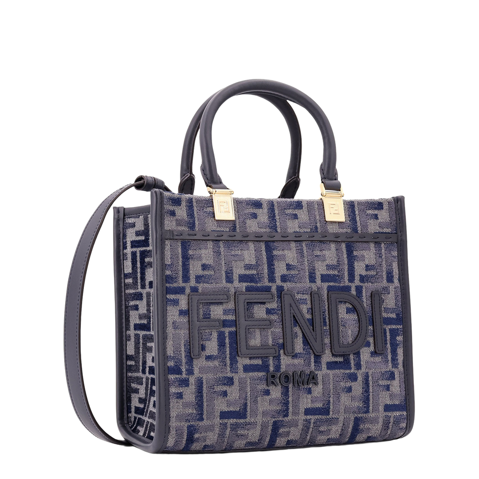 Sunshine Small Canvas Top Handle Bags - Navy Blue