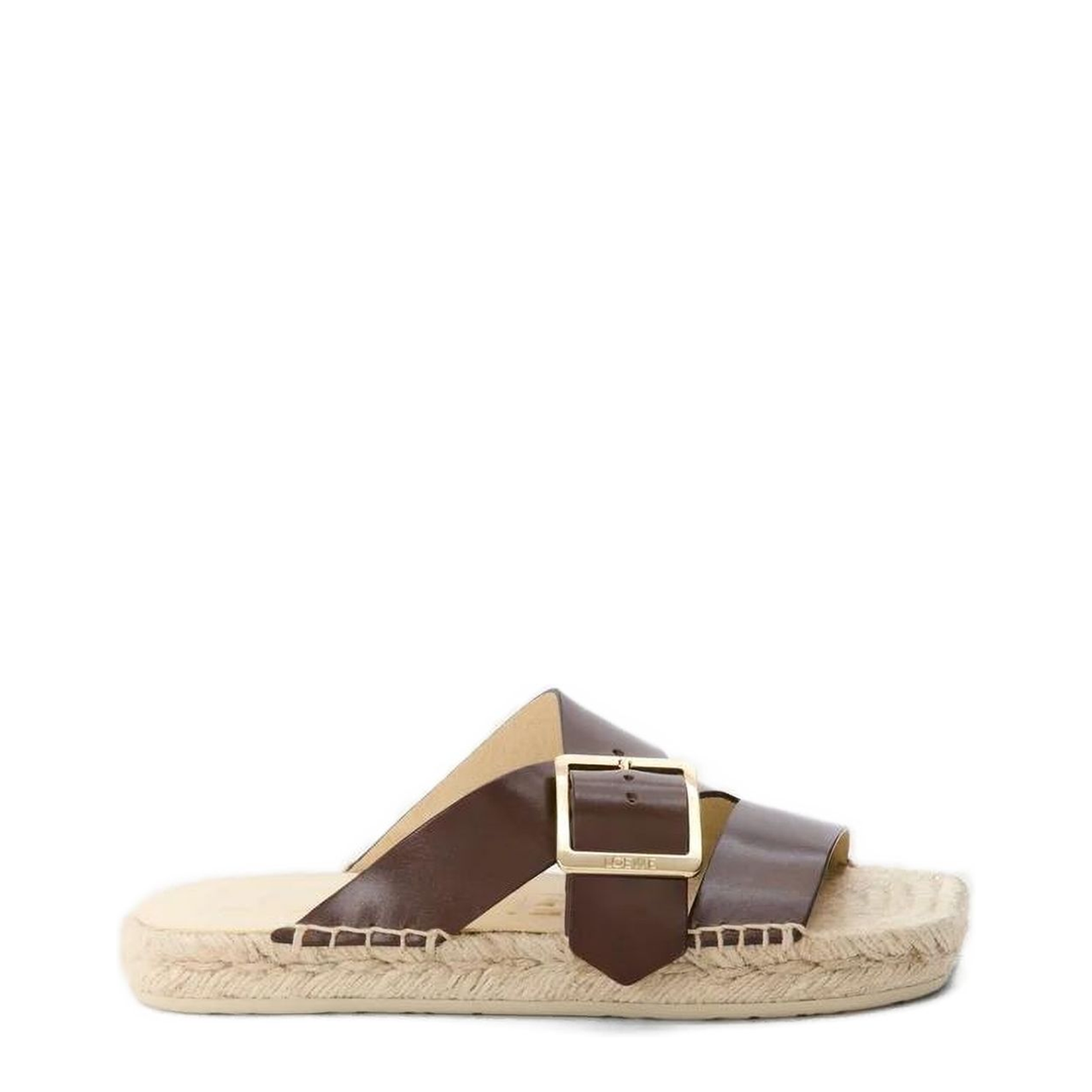 Petal Espadrille Slide in Vegetable-Tanned Calfskin Brown