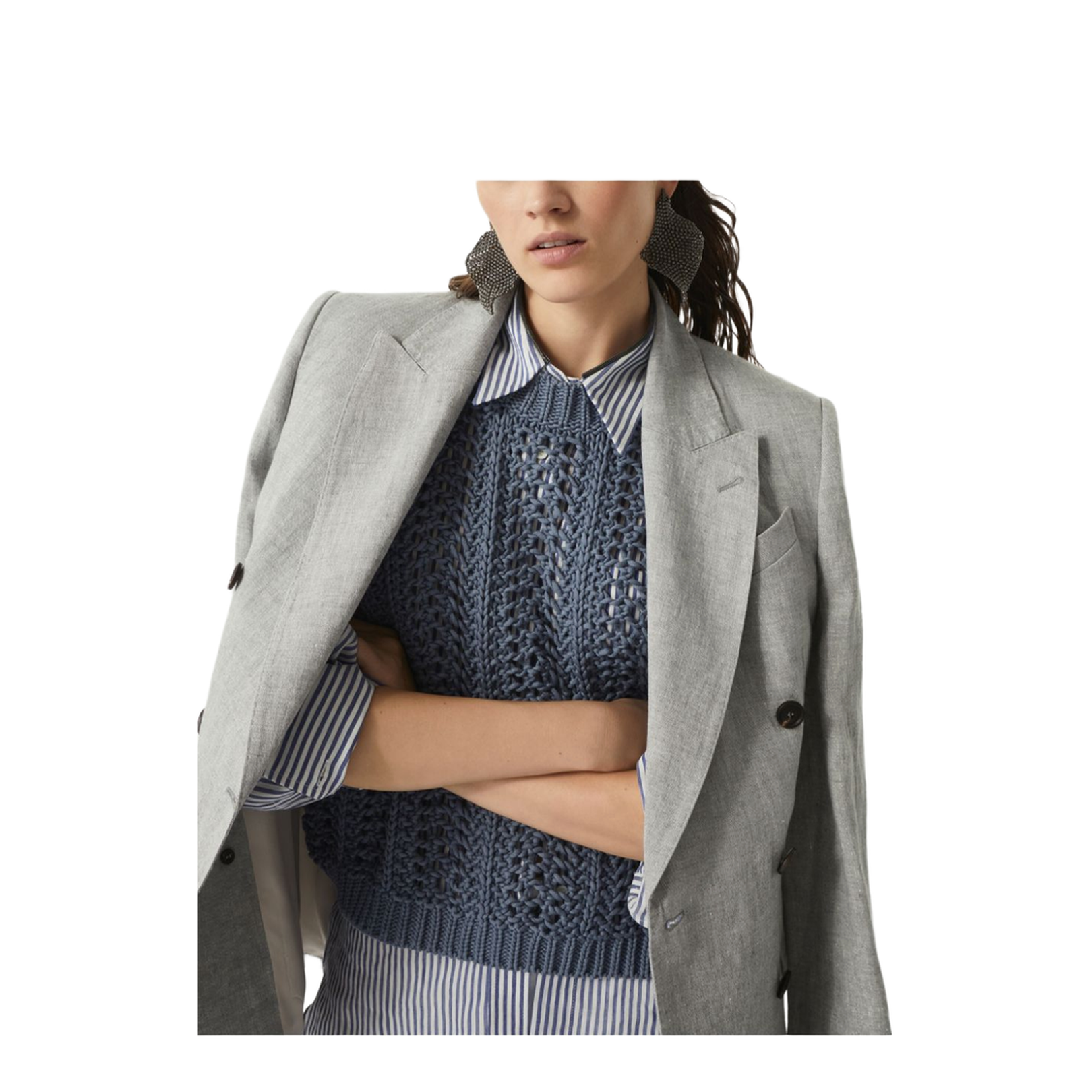Sparkling Canvas Blazer in Light Grey
