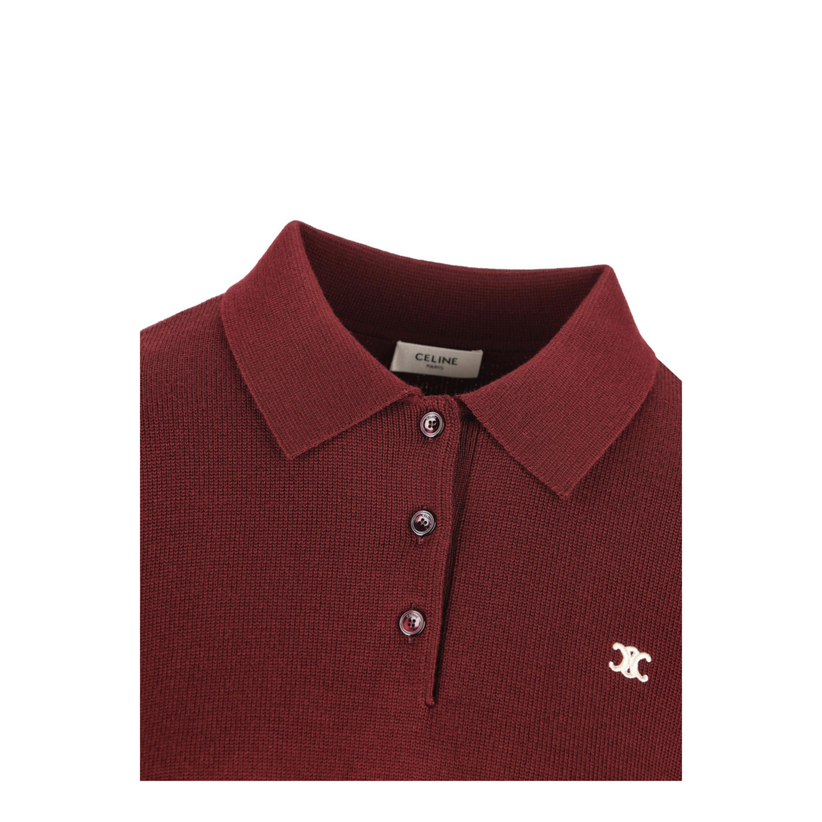 Crop Fit Wool Polo Shirt In Burgundy